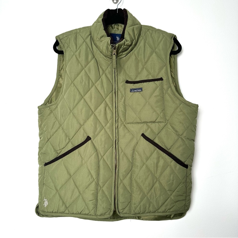 Old Money Heritage Quilted Corduroy Lined Vest Olive Green Gorpcore Equestrian